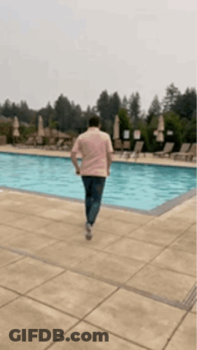 Man Walking Towards Pool GIF