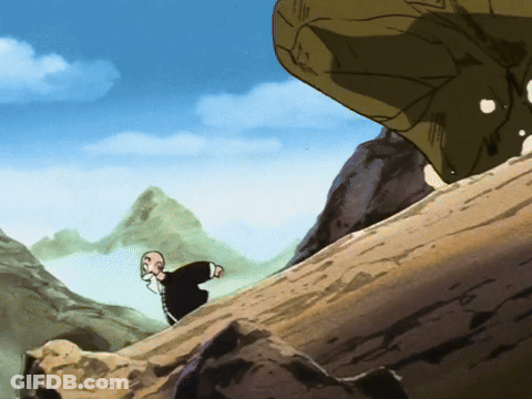 Man Walking Up Rocky Hill GIF