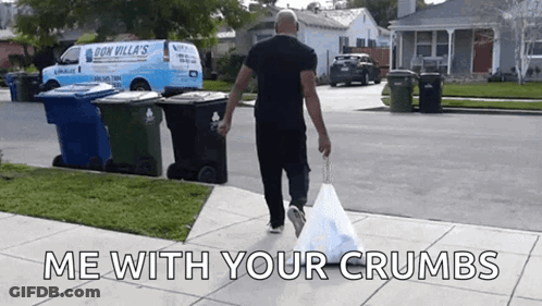 Man Walking With Bag Of Garbage GIF