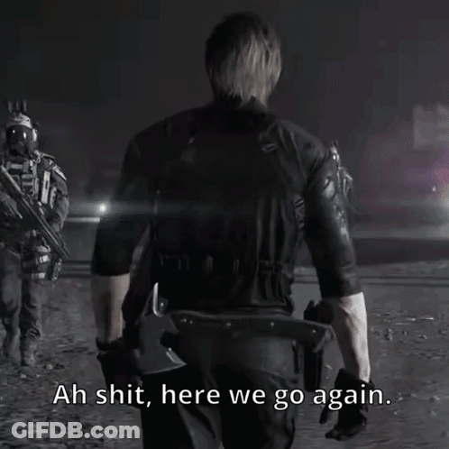 Man Walking With Gun And Ah Shit Here We Go Again GIF