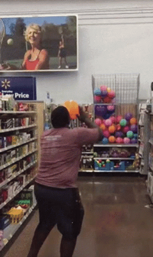 Man Was Hit By The Ball Walmart Funny GIF