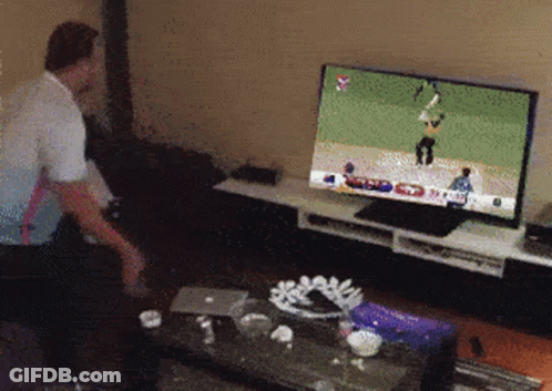 Man Watches Baseball Game On TV GIF