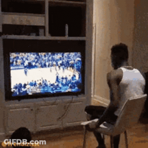 Man Watching Basketball Game GIF