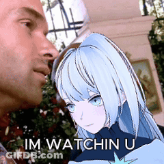 Man Watching Blue Haired Girl Im Watchin U GIF