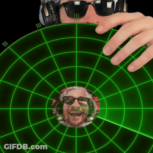 Man Watching Green Radar With Sunglasses And Headphones GIF