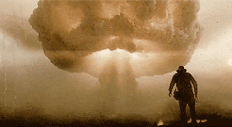 Man Watching Massive Nuke Explosion GIF