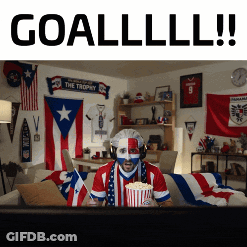 Man Watching Soccer Goallll GIF