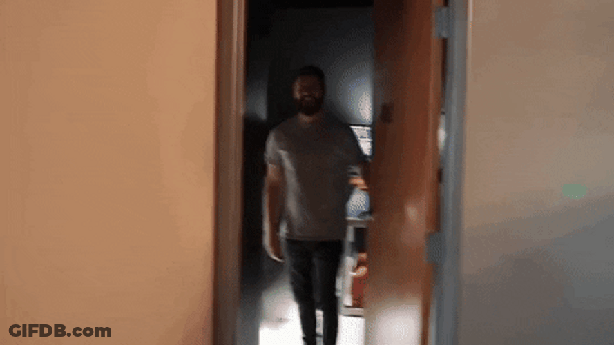 Man Wave K Bye And Close Door GIF