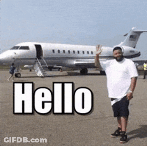 Man Waving Hello In Airport Runway GIF