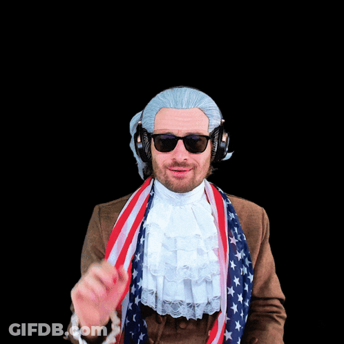 Man Waving In Wig And Sunglasses GIF