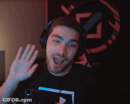 Man Waving With Headphones And Black Shirt GIF
