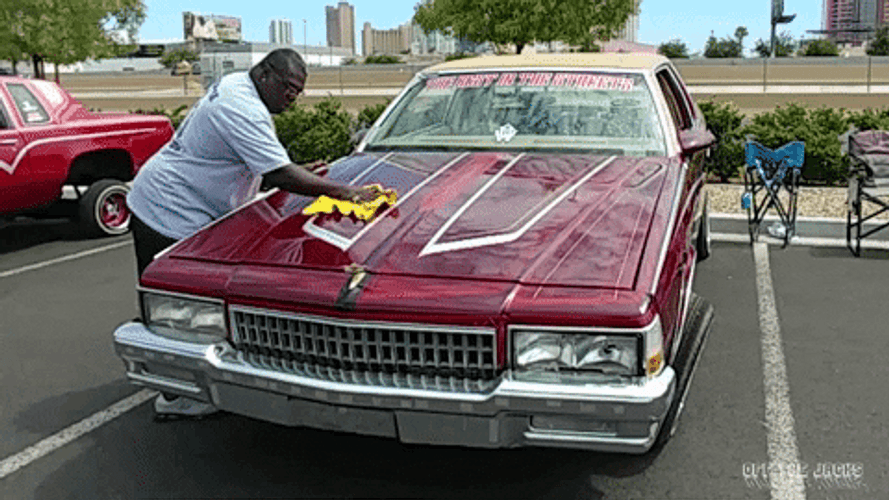 Man Wax On Wax Off In His Car GIF