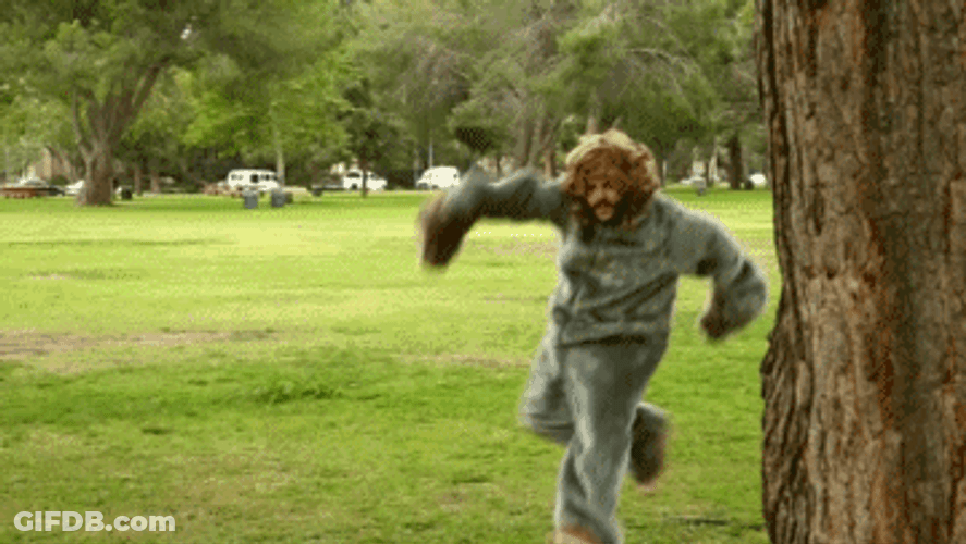 Man Wearing Bigfoot Costume GIF