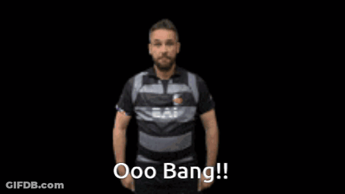 Man Wearing Black Ooo Bang Shirt GIF