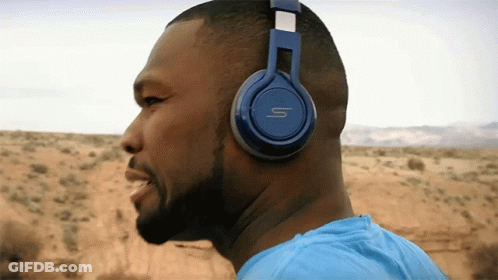 Man Wearing Blue Headphones With S GIF