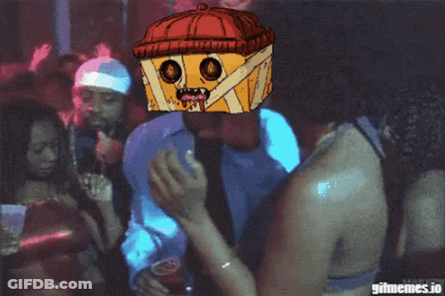 Man Wearing Box On Head Dancing In Club GIF
