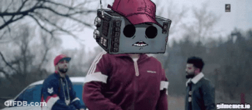 Man Wearing Box On Head With Word GIF