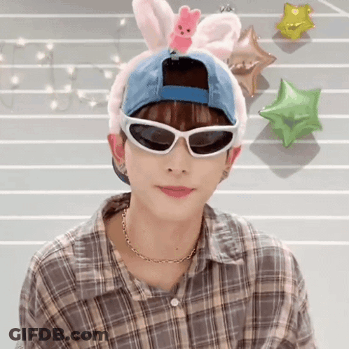 Man Wearing Bunny Ears Hat And Sunglasses GIF