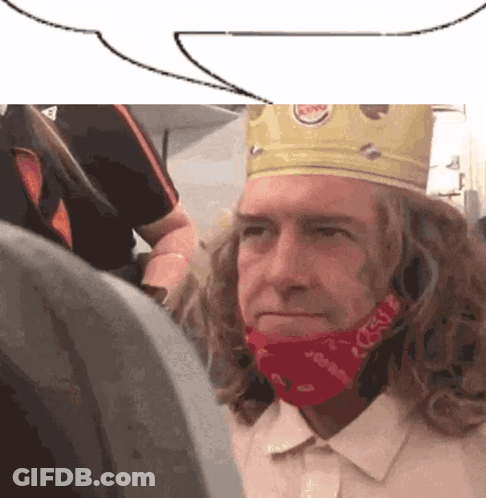 Man Wearing Burger King Crown And Bandana GIF