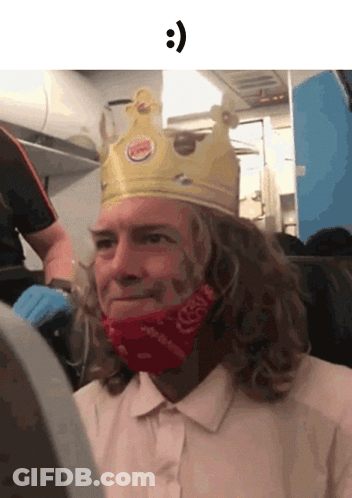 Man Wearing Burger King Crown And Bandana GIF