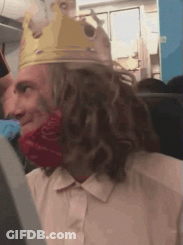 Man Wearing Burger King Crown And Red Bandana GIF