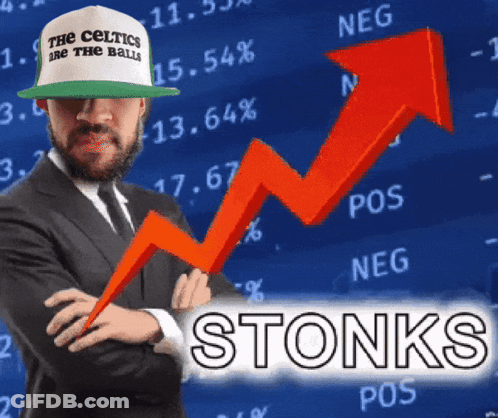 Man Wearing Celtics Hat In Front Of Stock Chart GIF