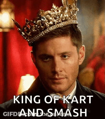 Man Wearing Crown King Of Kart And Smash GIF