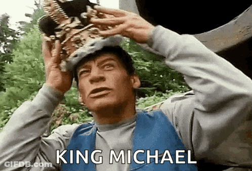 Man Wearing Crown Saying King Michael GIF
