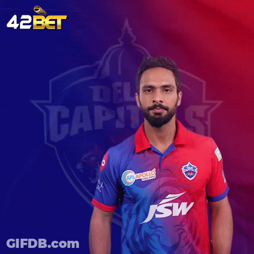 Man Wearing Delhi Capitals Shirt GIF
