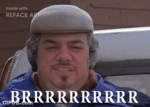 Man Wearing Ear Muffs And Hat Says Brrrrrrrrr GIF