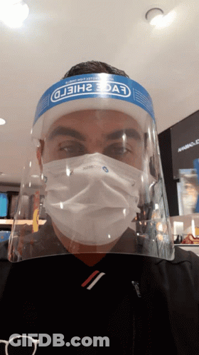 Man Wearing Face Shield And Face Mask GIF