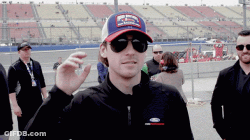 Man Wearing Ford Motors Racing Hat GIF