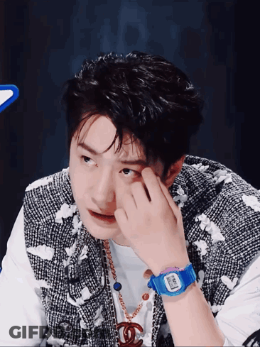 Man Wearing G-Shock Blue Watch GIF