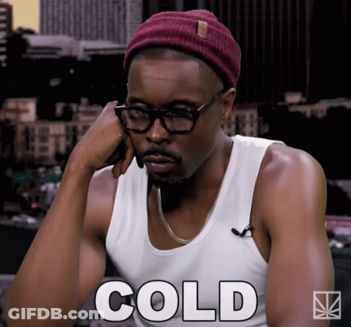 Man Wearing Glasses And Beanie With Cold On Chest GIF