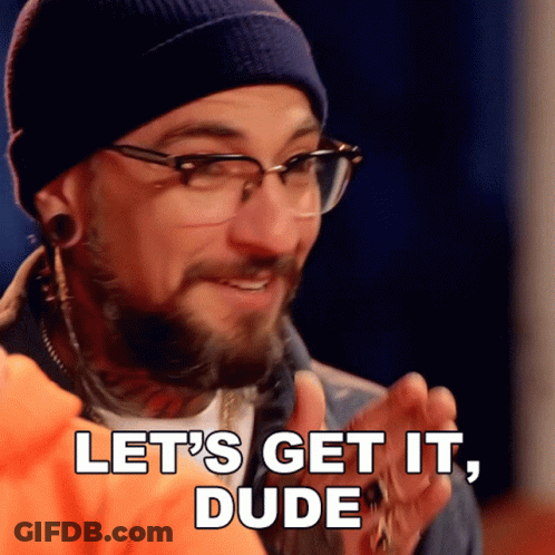 Man Wearing Glasses And Hat Says Lets Get It GIF