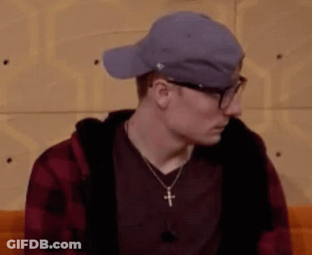Man Wearing Glasses And Hat Sitting GIF