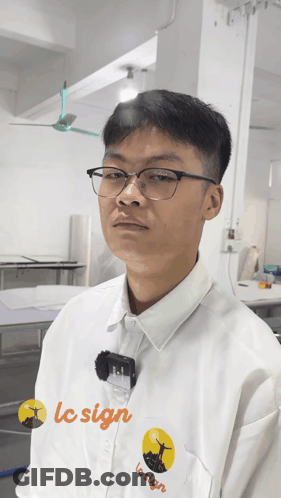 Man Wearing Glasses And LC Sign Shirt GIF