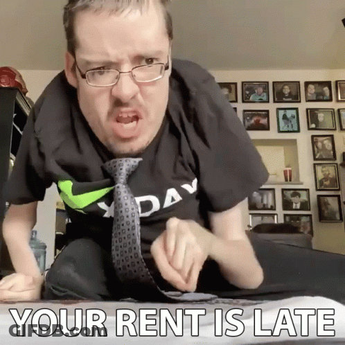 Man Wearing Glasses And Tie Your Rent Is Late GIF