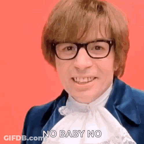 Man Wearing Glasses And White Tie Says No Baby No GIF
