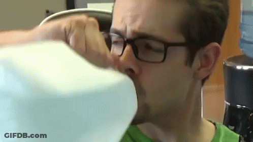 Man Wearing Glasses Drinking Water From Bottle GIF