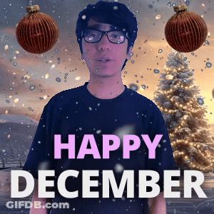 Man Wearing Glasses In Front Of December Sign GIF