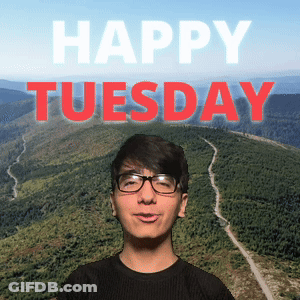 Man Wearing Glasses In Front Of Happy Tuesday GIF