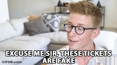 Man Wearing Glasses Saying Fake Tickets GIF