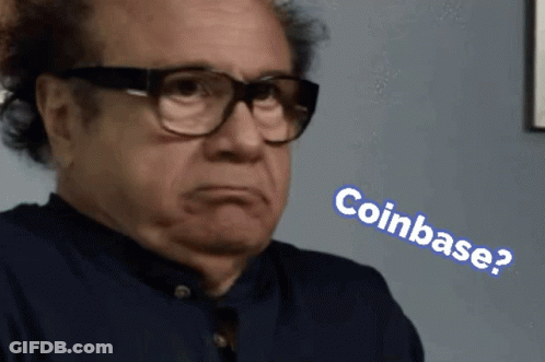 Man Wearing Glasses Says Coinbase In Blue GIF