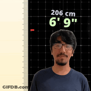 Man Wearing Glasses Standing By 206Cm Ruler GIF