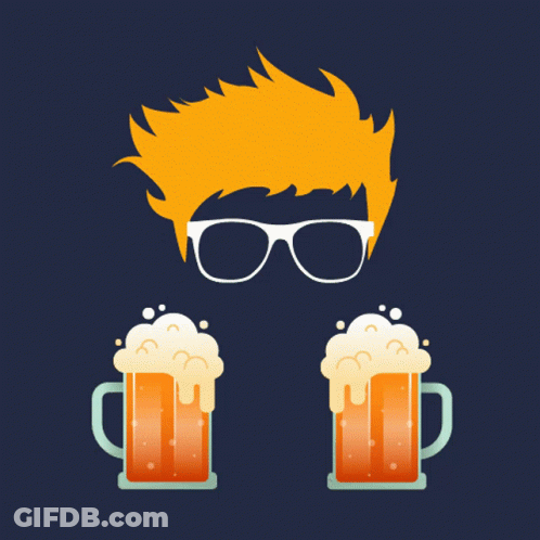 Man Wearing Glasses With Two Beer Mugs GIF