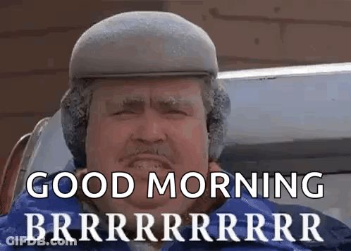 Man Wearing Hat And Ear Muffs Saying Good Morning GIF