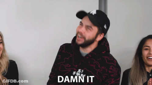 Man Wearing Hat And Hoodie Says Damn It GIF