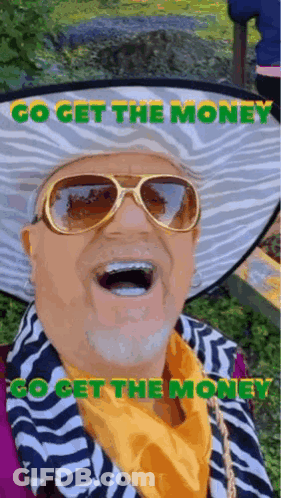 Man Wearing Hat And Sunglasses Saying Go Get The Money GIF