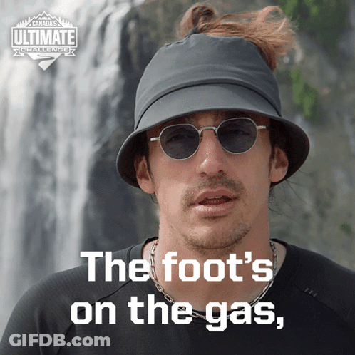 Man Wearing Hat And Sunglasses The Foot's On The Gas GIF